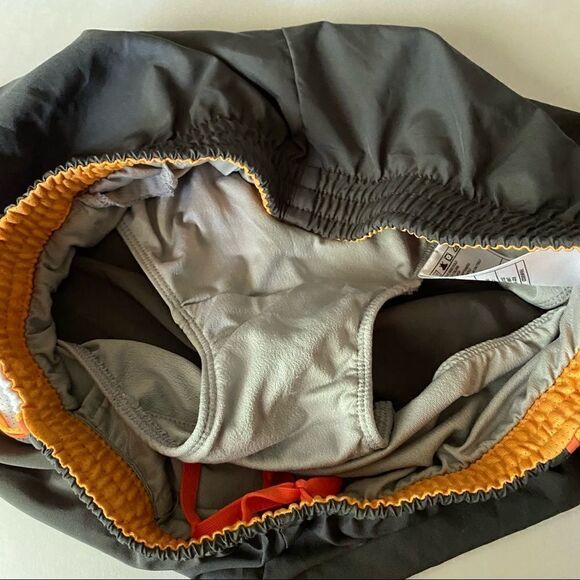 Nike Dri-Fit tempo Running swim Shorts gray orange trim -S - Picture 3 of 7